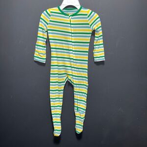 Free Birdees Green Yellow Striped Bamboo Footed Pajamas - size 6-12m
